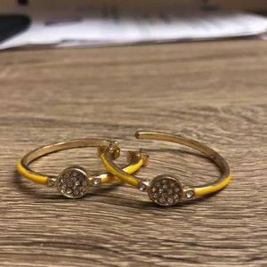Anthropologie yellow crystal hoop earrings